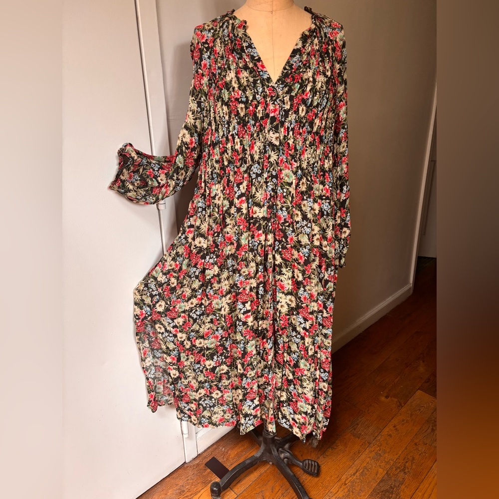 Zara rayon flowy, floral dress, XL
